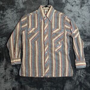Kennington Western Long Sleeve Button Down Striped Size Large